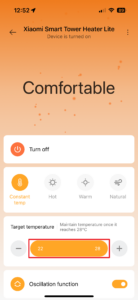 Konstantní teplota nastavená na 28 °C