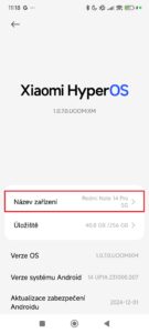 Pokračujte do sekce Název zařízení