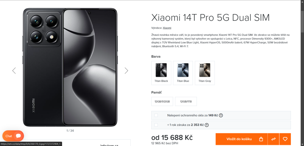 Xiaomi 14T Pro nabízíme za cenu 15 688 Kč