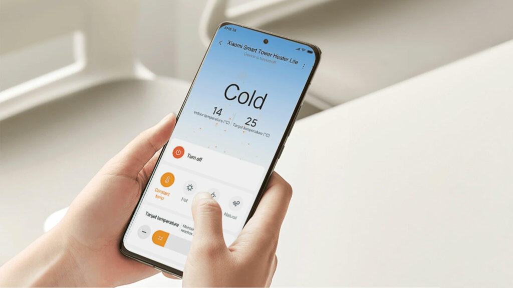 Xiaomi Smart Tower Heater Lite lze ovládat z aplikace