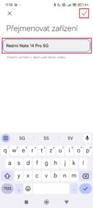 Zde můžete zařízení přejmenovat