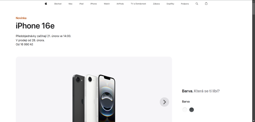 iPhone 16e začíná na 16 990 Kč