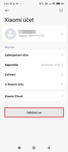 Klepněte na tlačítko Odhlásit se