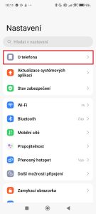 Pokračujte do sekce O telefonu
