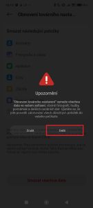 Potvrďte stiskem tlačítka Další