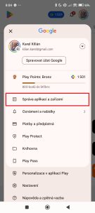 Pokračujte do Správa aplikací a zařízení