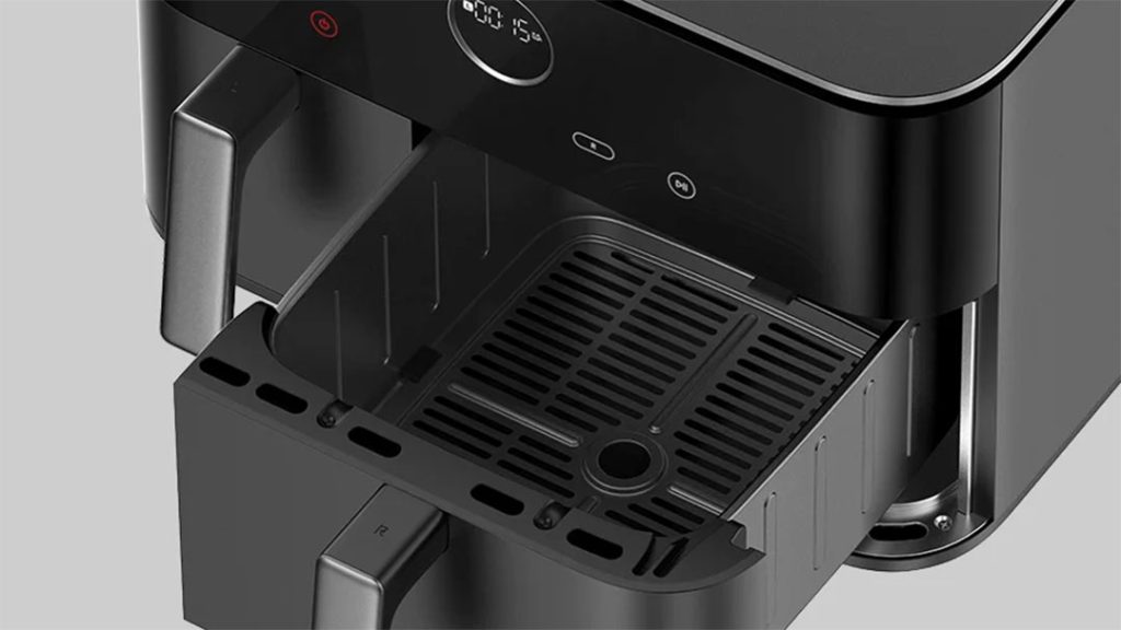 Duální horkovzdušná fritéza Xiaomi - oba koše dokončí přípravu pokrmů ve stejný čas
