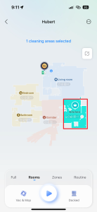 Místnost vyberete klepnutím