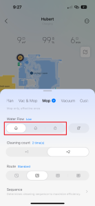 Nastavení intenzity vlhčení mopů