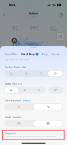 Nastavení pořadí vysávání a vytírání místností