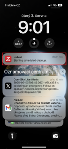Notifikace z vysavače