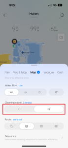 Počet opakování vytírání