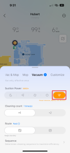 Režim vysávání MAX+