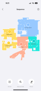 Ruční nastavení pořadí vysávání a vytírání místností