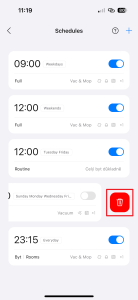 Smazání naplánovaného úklidu
