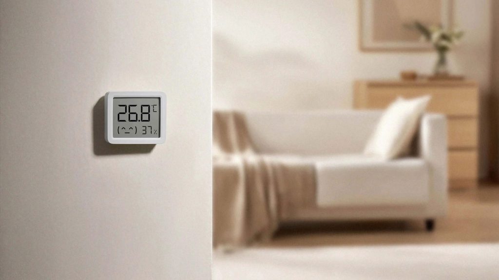Teploměr a vlhkoměr Xiaomi Smart Temperature and Humidity Monitor 3 Mini lze připevnit na zeď