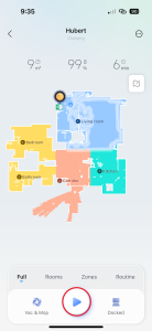 Tímto tlačítkem zahájíte úklid