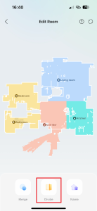 Tlačítko pro rozdělení místností