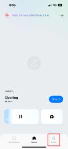 Tlačítko pro vstup do sekce Profile