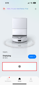 Tlačítko pro zastavení vyprazdňování nádobky s prachem