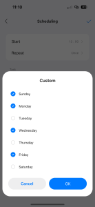 U Custom si můžete zvolit libovolné dny