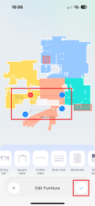 Umístění nábytku do mapy