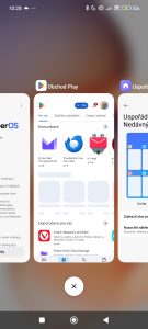 Vodorovné zobrazení seznamu posledních spuštěných aplikací