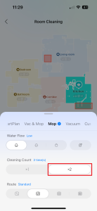 Cleaning Count nastavíme na ×2