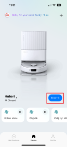 Modré tlačítko Enter