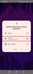 Není nutné, aby byl Brave výchozí