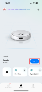 Pokračujte stiskem modrého tlačítka Enter