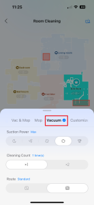 Přejdeme do sekce Vacuum