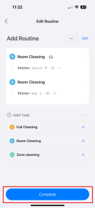 Rutinu uložte tlačítkem Complete