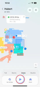 Stiskněte tlačítko pro zahájení úklidu