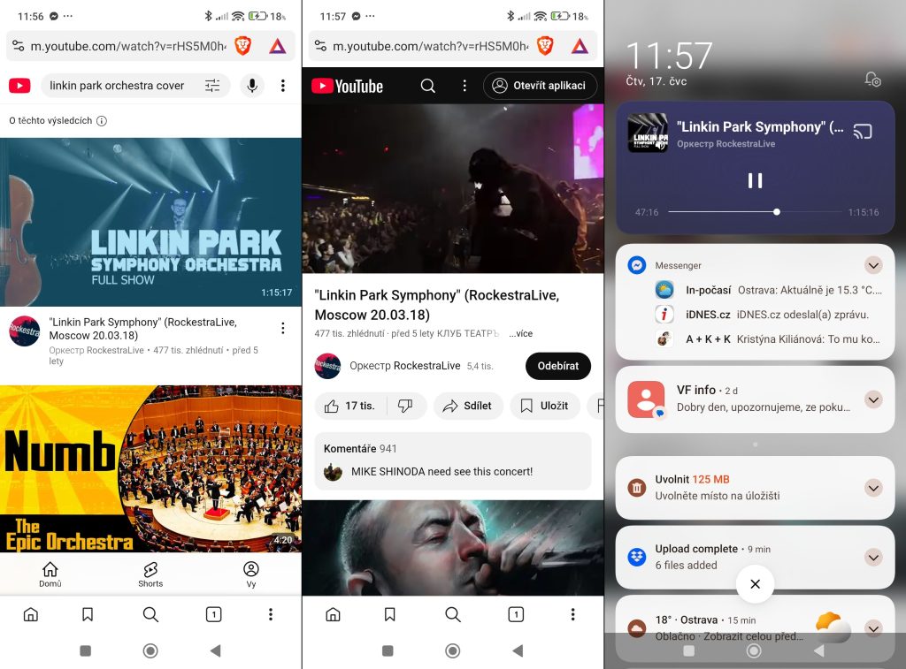 V prohlížeči Brave můžete na mobilu zdarma poslouchat YouTube bez reklam a se zhasnutou obrazovkou