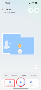 Vyberte si typ úklidu a zahajte úklid