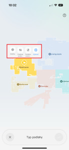 Označte místnost a vyberte typ podlahy