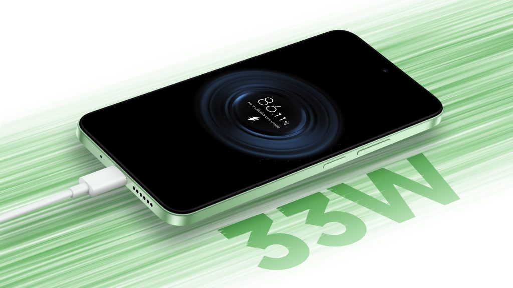 Telefon podporuje nabíjení přes kabel a konektor USB-C výkonem až 33 wattů