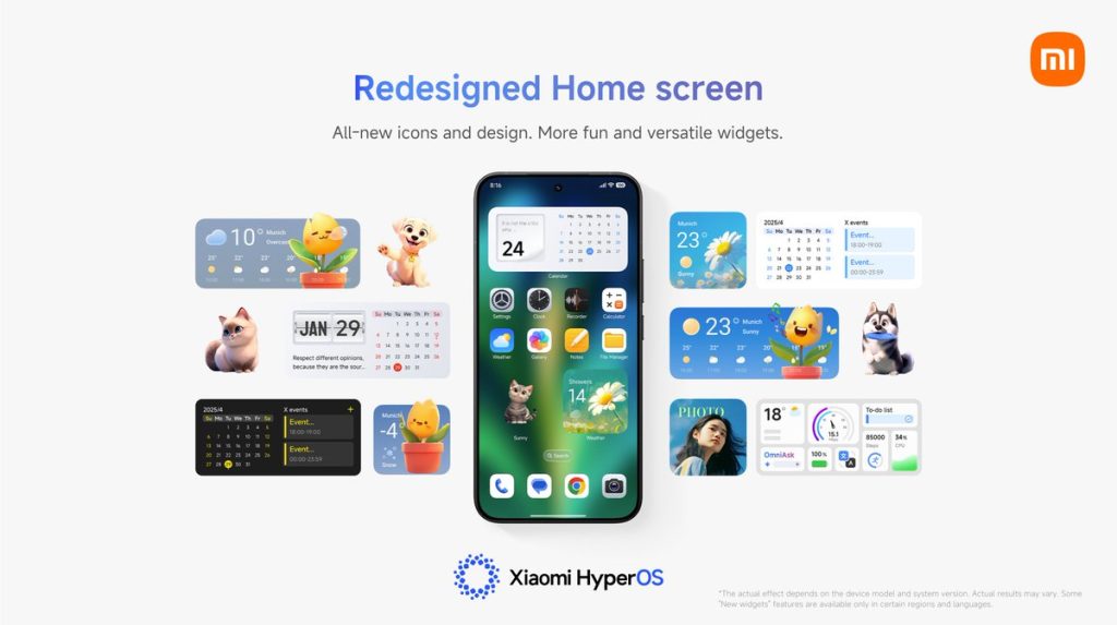 Upravený vzhled domovské obrazovky