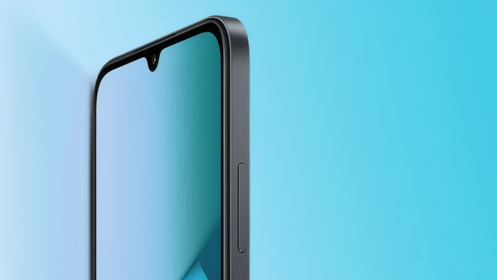 V kapkovitém výřezu v horní části obrazovky se nachází přední fotoaparát s rozlišením 8 Mpx