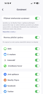 Nastavení notifikací v aplikaci Weofly Fitpro