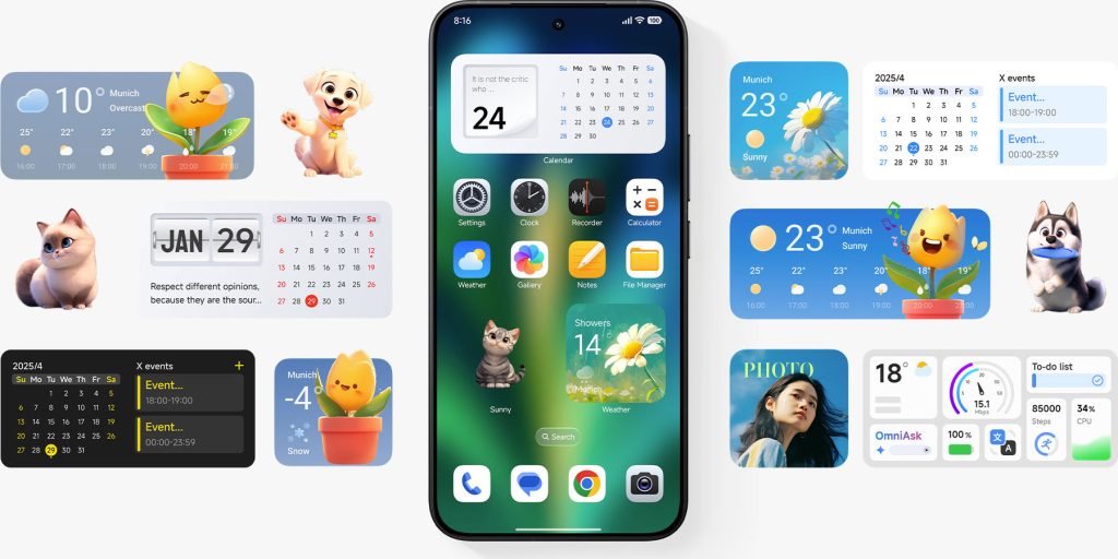 Nová sada ikon, barevnější widgety a mírně upravené symboly baterie či signálu