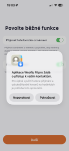 Požadavek na přístup ke kontaktům
