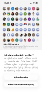 Požadavek na přístup ke kontaktům