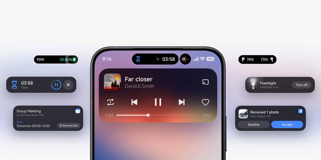 Seznam novinek HyperOS 3 čítá i HyperIsland