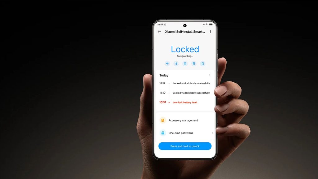 V mobilní aplikaci můžete kontrolovat stav zámku a procházet historii odemčení