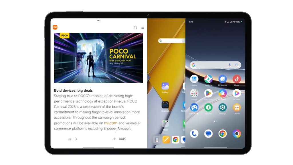 Přední stranu zaujímá 11,2″ displej s poměrem stran 3:2