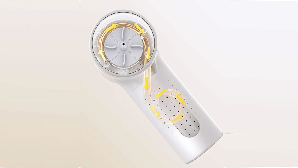 Speciální vzduchový kanál ve tvaru číslice 8, který vytváří cyklónový efekt