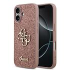 Guess PU Fixed Glitter 4G Metal Logo Zadní Kryt pro iPhone 17 Pink
