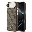 Guess PU Leather 4G Strass Triangle Logo Gold Frame MagSafe Zadní Kryt pro iPhone Air Brown